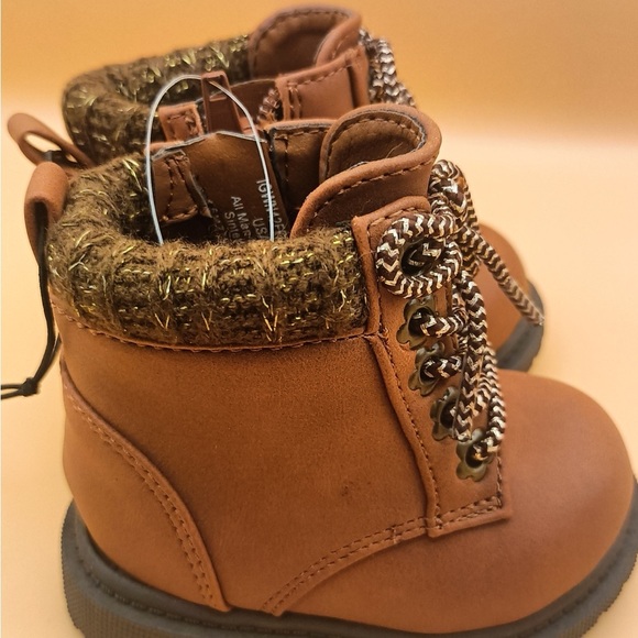 Wonder Nation Tan Kids Boots with Knit Trim - Picture 10 of 11